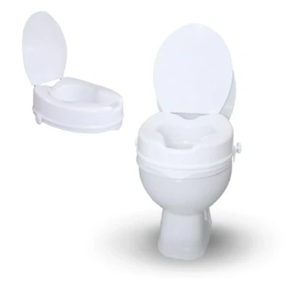 Abbildung von Mobiclinic®, Toilettensitzerhöhung mit Deckel, 10 cm, Titán, Toilettenlift für Erwachsene, ältere und behinderte Menschen, Anpassungsfähiger Toilettenlift, Weiß