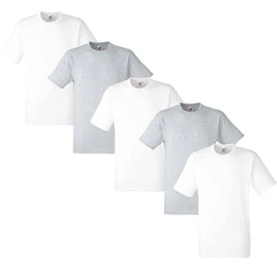 Abbildung von Fruit of the Loom Herren Regular Fit T Shirt Heavy Cotton Tee 5 Pack,3Weiss/2Grau XXL