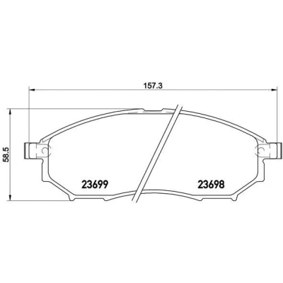 Abbildung von BREMBO P 56 094 Bremsbelagsatz mit akustischer Verschleißwarnung ohne Zubehör NISSAN: Pathfinder 3, Qashqai / Qashqai+2 I, NP300 Navara Pickup