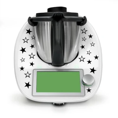 Abbildung von Finest Folia Deko Aufkleber kompatibel mit Küchenmaschine Thermomix TM5 TM6 Design Sticker Zubehör für Küchengerät wasserfest selbstklebend K162 (02 Sterne, Schwarz)