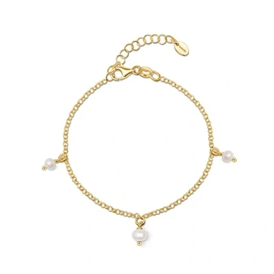 Abbildung von Amberta Frauen 925 Sterling Silber Süßwasser Perlen Armband: Vergoldet Perle Charm Armband mit 4 5 mm