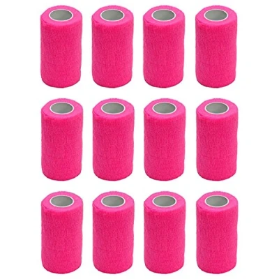 Abbildung von Haftbandage 12 Rollen x 10 cm 4,5 m, Erste Hilfe, Sport, Bandagen, COBOX Tierarztverband selbstklebende rose