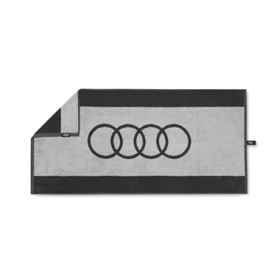 Abbildung von Audi 3132301700 Handtuch Ringe Logo Badetuch Badehandtuch Strandtuch, 100x50cm, grau