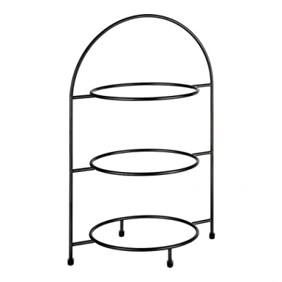 Abbildung von APS Serviergestell „Industrial“, Etagere, Gestell aus Metall für 3 Teller max. Ø 27 cm, innerer Ring 18 Größe 19,5 x 29 Höhe 43 Antirutsch Füßchen (Teller nicht enthalten)
