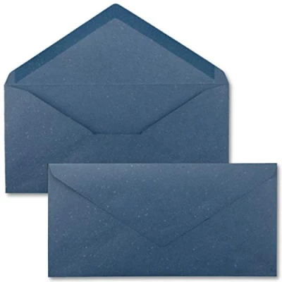 Abbildung von 50x Kraftpapier Umschläge DIN Lang Blau Nassklebung 11 x 22 cm Brief aus Recycling PAPIER Vintage Kuverts von NEUSER