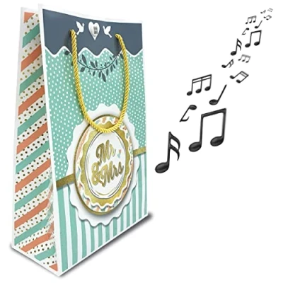 Abbildung von MUSIK Geschenktüte zur Hochzeit, beim ÖFFNEN der Tasche ertönt &quot;Hochzeitsmarsch&quot;, tolle Geschenkverpackung für die Trauung, GagBag von bentino