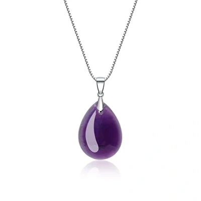 Abbildung von COAI Geschenkideen Damen Halskette 925 Sterling Silber Kette mit Träne der Engel Wassertropfen Anhänger aus Amethyst