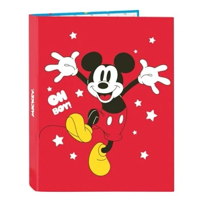 Abbildung von Safta Mickey Mouse Fantastic Ordner mit 4 Ringen, ideal für Kinder verschiedener Altersgruppen, bequem und vielseitig, Qualität Widerstandsfähigkeit, 26,5 x 33 cm, Blau/Rot