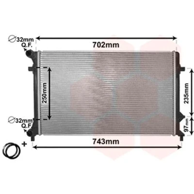 Abbildung von VAN WEZEL *** IR PLUS 58002205 Kühler, Motorkühlung Aluminium 650 400 26 mit Zubehör Kühlrippen gelötet VOLKSWAGEN: Golf 5, Touran I kfzteile,