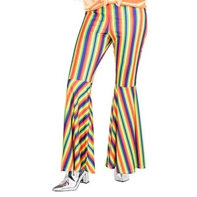 Abbildung von amscan 9907391 Damen Regenbogen gestreift Schlaghosen Größe 38 40, Mehrfarbig, Size: 10 12