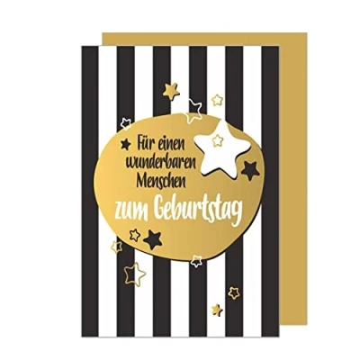 Abbildung von Edition Seidel Premium Geburtstagskarte mit Goldprägung und Umschlag. Glückwunschkarte Grusskarte Billet Geburtstag Happy Birthday Mann Frau Karte (G2324 SW023)