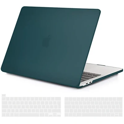Abbildung von TECOOL Hülle für MacBook Pro 13 Zoll 2022 2021 2020 2016, A2338(M1/M2) A2289 A2251 A2159 A1989 A1706 mit Touch Bar, Ultradünn Schutzhülle Hartschale Matt Case Cover + EU Tastaturschutz, deep Teal