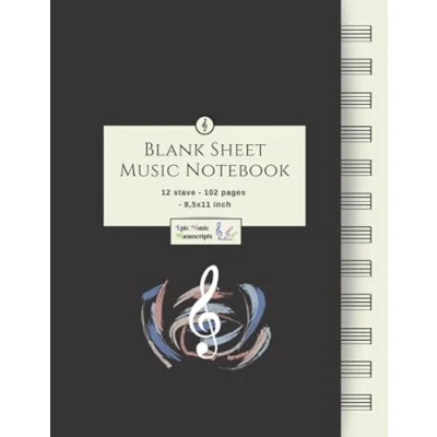 Abbildung von Blank Sheet Music Notebook: Manuscript Paper / White Marble Notebook for Musicians Staff Composition Books Gifts ... * Large 12 Stave 102 pages