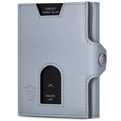 Abbildung von VON HEESEN Slim Wallet mit RFID Schutz Geldbörse Herren klein Mini Geldbeutel Damen Portmonee Kartenetui Echtleder Karten Portemonnaie Leder Kreditkartenetui Hellblau