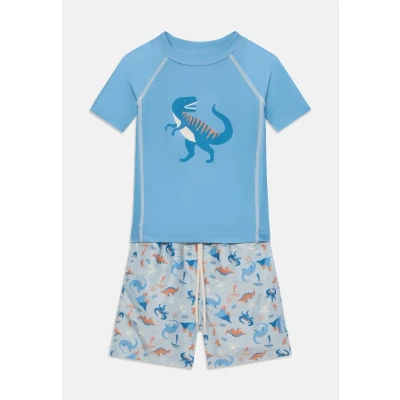 Abbildung von Playshoes Unisex Kinder UV Schutz Bade Set zweiteilig Schwimmshirt Badeshorts Badebekleidung, Dino Allover, 74/80