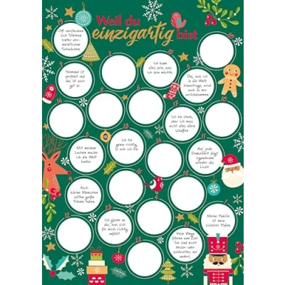 Abbildung von Weil du einzigartig bist Der Rubbel Adventskalender Für Mädchen: 24 Mutmachsprüche zum Freirubbeln. Tolles Geschenk Tochter und Nichte. mehr Mut Selbstbewusstsein. Ab 10