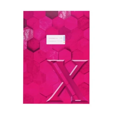 Abbildung von HERMA 20084 Heftumschlag A4 Karton Pink, veredelte Hefthülle mit Beschriftungsfeld aus stabilem &amp; extra starkem Papier, Heftschoner Hexagon Muster Motiv für Schulhefte, farbig