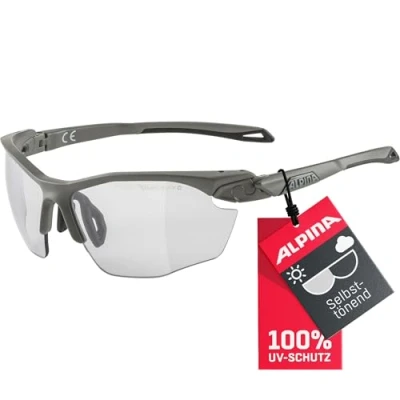 Abbildung von ALPINA TWIST FIVE HR V Selbsttönende, Bruchfeste &amp; Beschlagfreie Sport Fahrradbrille Mit 100% UV Schutz Für Erwachsene, moon grey matt, One Size