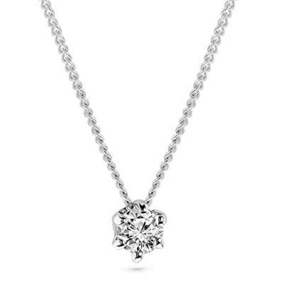 Abbildung von Miore Kette Damen 0.15 Ct Diamant Halskette mit Anhänger Solitär Brillant aus Weißgold 14 Karat / 585 Gold, Halsschmuck 45 cm lang