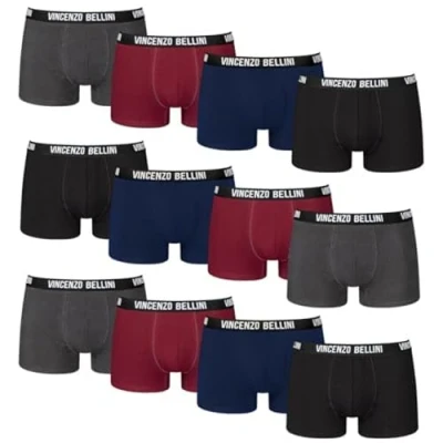 Abbildung von Vincenzo Bellini Hipster Boxershorts, 8er / 12er Pack, Bequeme und atmungsaktive Herren Unterwäsche, Baumwolle Unterhosen (DE/NL/SE/PL, Alphanumerisch, S, Regular, Mehrfarbig dunkel 12er)