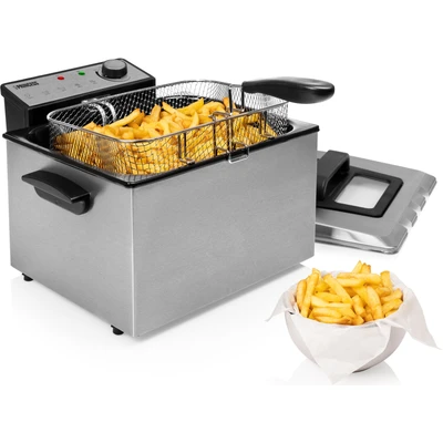 Abbildung von Princess Fritteuse 3270 Watt, 5 Liter, Thermostat, 3 Frittierkörbe, Kaltzone, 6 7 Personen, 185000, Grau