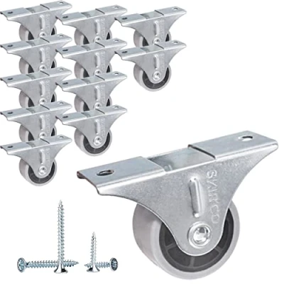 Abbildung von SKIR&#039;CO (12 Stück) kleine 30mm Möbelrollen Grau Gummiräder Bockrolle Bockrollen Non Swivel, One Richtung, Schrauben enthalten (12)