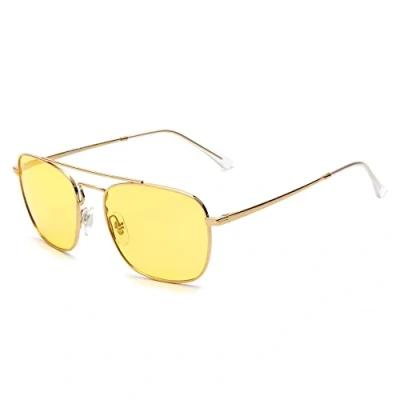 Abbildung von JIM HALO Retro Quadratisch Pilot Sonnenbrille Nacht Fahren Linse Flache Metallbrille Männer Frauen Gold