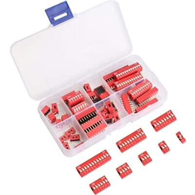 Abbildung von Zweireihiger Dip Schalter Packung à 40pcs Rutschtyp Roter Kippschalter für Stromkreis, Breadboards und Arduino