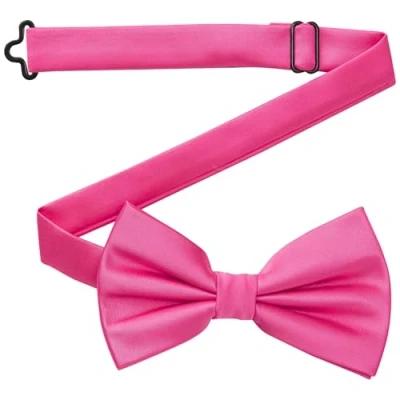 Abbildung von DonDon Fliege Herren handgefertigt Seiden Look 12 x 6 cm Magenta