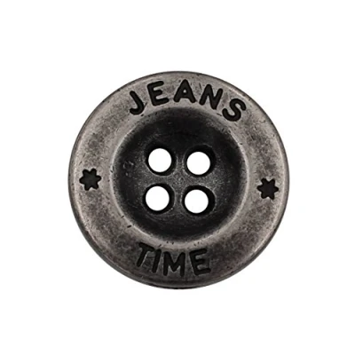 Abbildung von silber Metall Knöpfe Basic Jeans Hosenknöpfe 4 Löcher Metallknöpfe made in Germany 5 Stück (15mm)