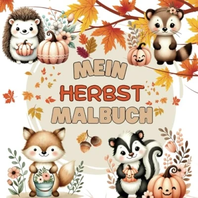 Abbildung von Herbstmalbuch für Kinder, Malbuch Herbst: Herbstzauber, über 40 süße Ausmalbilder Kinder