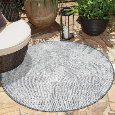 Abbildung von Carpet City Outdoorteppich "DUO RUG 5845" rund 5 mm Höhe Wendeteppich Wetterfest In- &amp; Outdoor, Balkon, Terrasse, Wohnzimmer