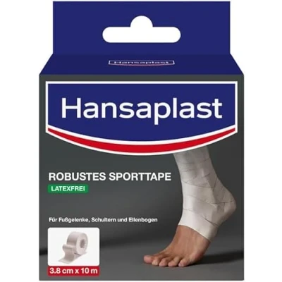 Abbildung von Hansaplast Robustes Sporttape (3,8 cm x 10 m), stark haftendes Tape hilft bei der Vermeidung von Verletzungen, latexfreies Sport bietet Unterstützung für Gelenke, Weiß