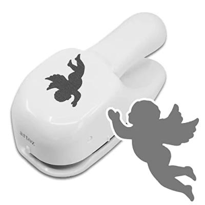 Abbildung von ARTOZ Stanzer Engel, 5 cm Papierstanzer, Locher, Motivstanzer für Weihnachten, Hochzeit, Taufe Lochstanzer mit Putto Motiv, geeignet von 140 g/m² bis 250