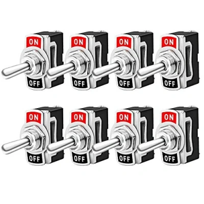 Abbildung von QitinDasen 8Pcs Professionell 15A 250V / 20A 125V Auto Kippschalter, SPST 2 Polig Rocker Toggle Switch, EIN/AUS Position Wippschalter mit Metallhebel, für PKW, LKW, Boot