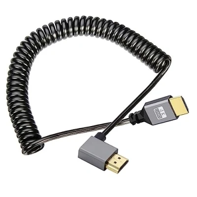 Abbildung von chenyang HDMI Stretch Coiled Cable 2.0 Type A Male to 90 Degree Right Angled 4K 60hz Extension