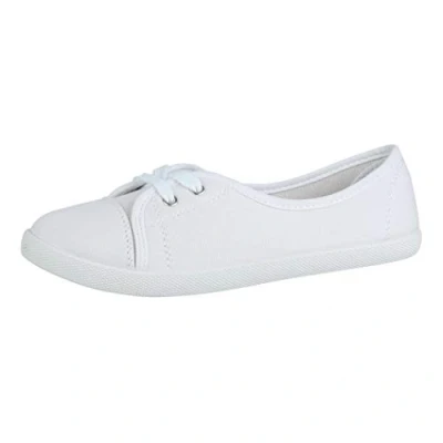 Abbildung von Elara Damen Ballerinas Schnürer Flach Chunkyrayan BD1413 Weiss 38