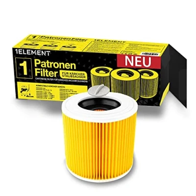 Abbildung von 1 Filter für Kärcher Staubsauger [WD3, WD2, WD1, MV3, MV2, A, K, KNT, NT, SE, VC] Rundfilter + Verschluss Schrauben Allergiker gegen Feinstaub/Gerüche [WD 3 2 MV] von 1ELEMENT
