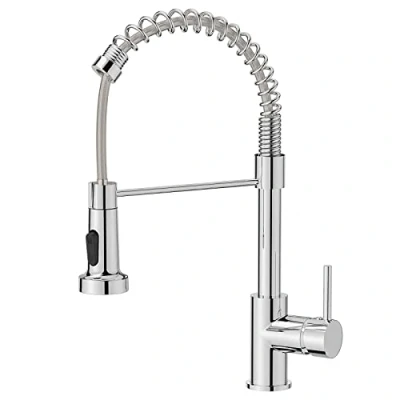 Abbildung von FORIOUS Wasserhahn Küche, Hoher Bogen Hochdruck Küchenarmatur mit Herunterziehen Brause Armatur, Mischbatterie Spültischarmatur Küche Küchenarmaturen, 360Schwenkbar, Polierter Chrom…