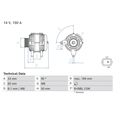 Abbildung von BOSCH 0 986 084 690 Lichtmaschine 14V 150A RENAULT: Espace 5