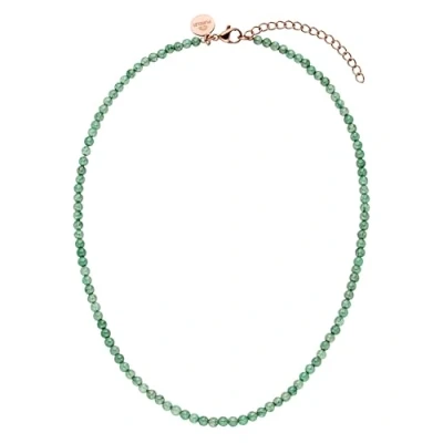 Abbildung von Purelei® Aventurine Kette, Damen Halskette aus langlebigem Edelstahl, Wasserfeste natürliche Aventurineperlenkette, 35 40 cm Länge verstellbar (Rosegold)