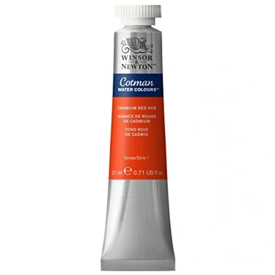 Abbildung von Winsor &amp; Newton 0308095 Cotman Aquarellfarbe mit ausgezeichneter Transparenz, Farbkraft und Verarbeitungseigenschaften, Wasserfarbe 21ml Tube Kadmiumrot Farbton