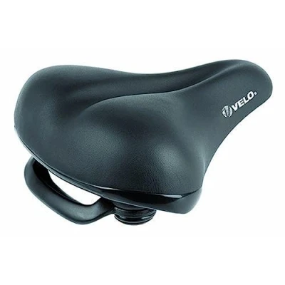 Abbildung von Velo Elasto Grip Sattel, Fahrradsattel, E Bike Sattel für Bikes, Touringsattel, Arc Tech: stoßabsorbierende Gestellfederung, Abriebschutz, Griff zum Heben, 258x217mm, schwarz