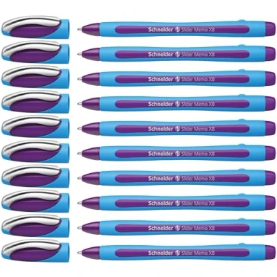 Abbildung von Schneider 150208 Slider Memo XB Kugelschreiber (mit Kappe, Strichstärke: XB) 10er Pack, violett