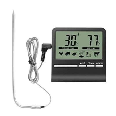 Abbildung von CAM2 Ofenthermometer, Bratenthermometer, Ausgestattet mit großem LCD Digitaldisplay, Timer, Sonde aus Edelstahl 304, Magnetadsorption, Warnung vor hoher Temperatur, Präzise Temperaturmessung