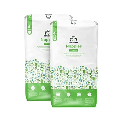 Abbildung von Amazon Marke: Mama Bear Ultra Dry Windeln Größe 4+ (9 15 kg) MONATSBOX, Weiß, 160 Stück (2 Packungen mit 80)