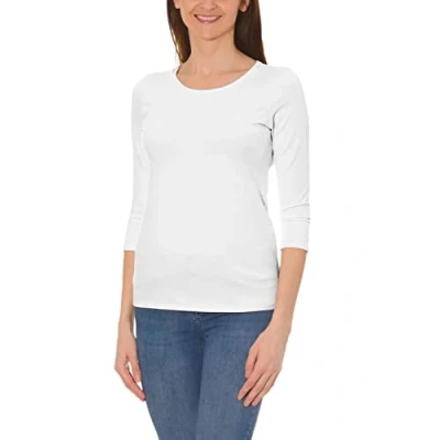 Abbildung von Alkato Damen Shirt 3/4 Arm mit Rundhals, Farbe: Weiß, Größe: 3XL