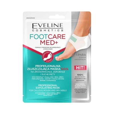 Abbildung von Eveline Cosmetics Professionelle Peeling Fersenmaske mit 20% PODOPeel Komplex Glatte &amp; Erneuerte Füße in 7 Tagen Pfefferminze, Zuckerrohr Orangextrakte