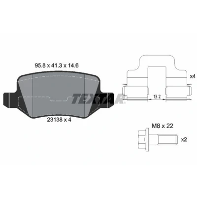 Abbildung von TEXTAR 2313803 Bremsbelagsatz nicht für Verschleißwarnanzeiger vorbereitet mit Bremssattelschrauben Zubehör MERCEDES BENZ: A Class, Vaneo