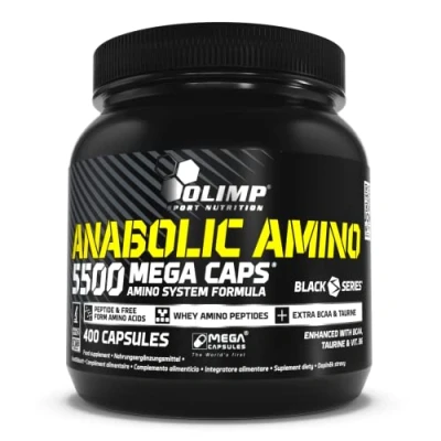 Abbildung von OLIMP Anabolic Amino 5500 Mega Caps (400 Kapseln).Hochwertiges Nahrungsergänzungsmittel mit einer großen Menge der wichtigsten Aminosäuren und Proteine 400 Stück (1er Pack)